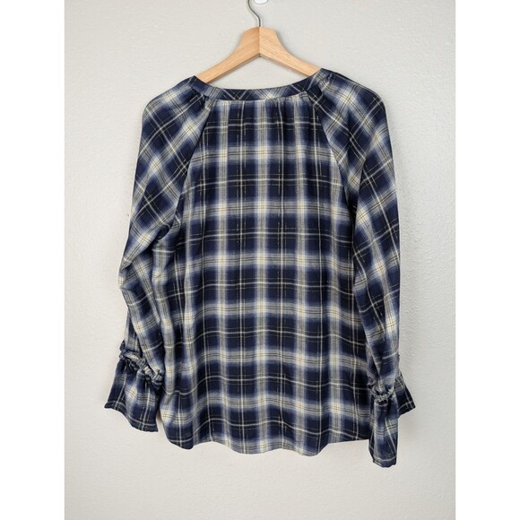 Belle by Kim Gravel Gold Stitch Plaid Tunic Top Small - Picture 2 of 8